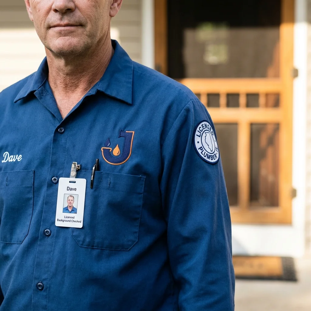 Licensed plumber showing ID badge in Twin City, GA