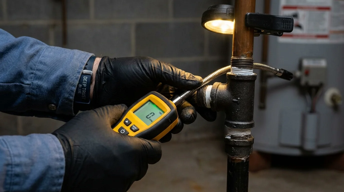 Gas leak detection with electronic sniffer by Johns Plumbing LLC in Twin City