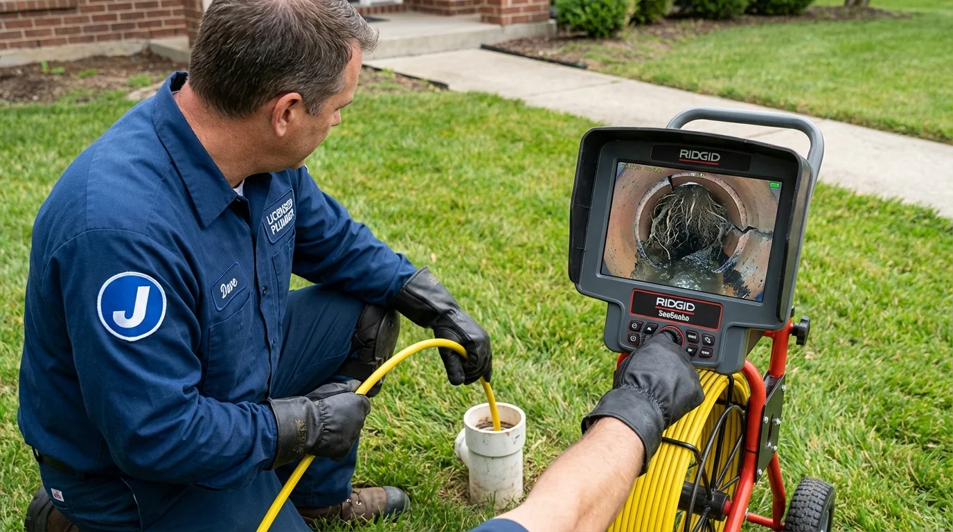 Sewer camera inspection being performed by Johns Plumbing LLC in Twin City