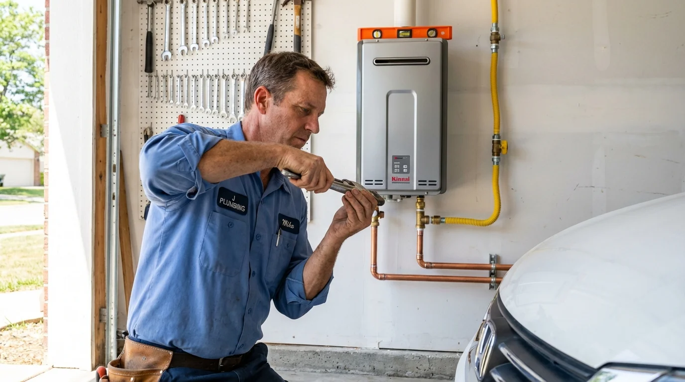 Tankless water heater installation by a Johns Plumbing LLC plumber in Twin City